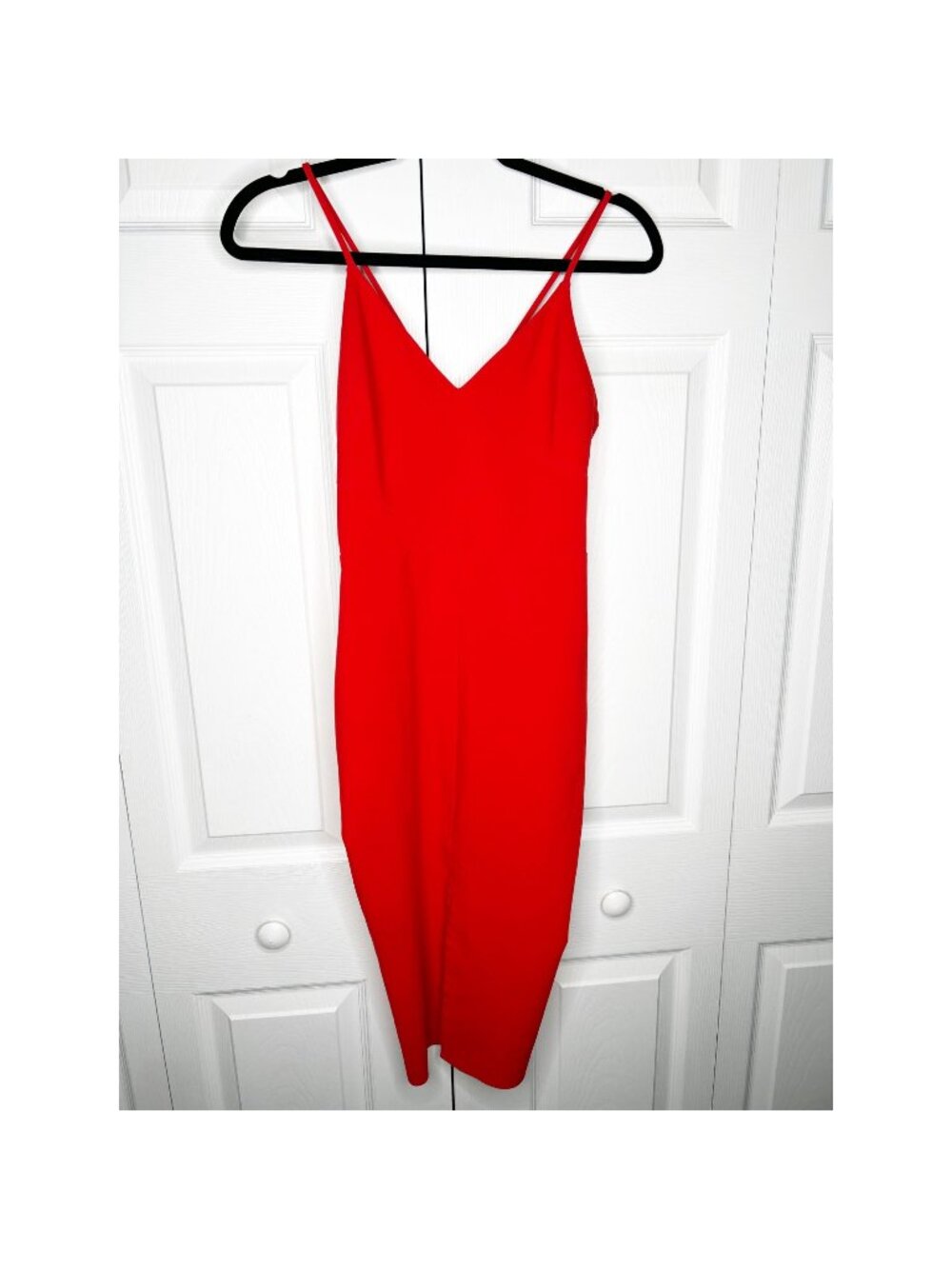 Likely Brooklyn Red V-Neck Sleeveless Front Slit Knee Length Dress Women Size 0